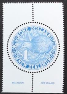 1993 NZ - SG1490c $1.00 Round Blue Kiwi (with Prnt Factory) MNH